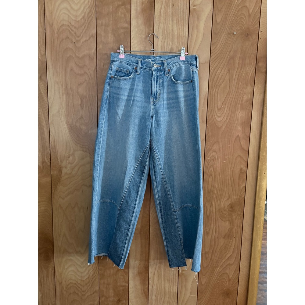 Old Navy Extra High-Rise Baggy Wide-Leg Jeans Light Wash Drapey Denim 6 Petite